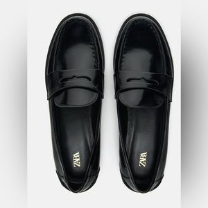 ZARA faux patent leather penny loafers size 10